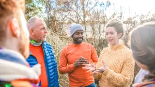 Group of hikers visiting outdoors