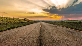 Sunset over highway