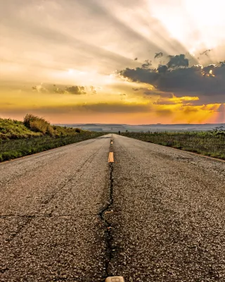 Sunset over highway